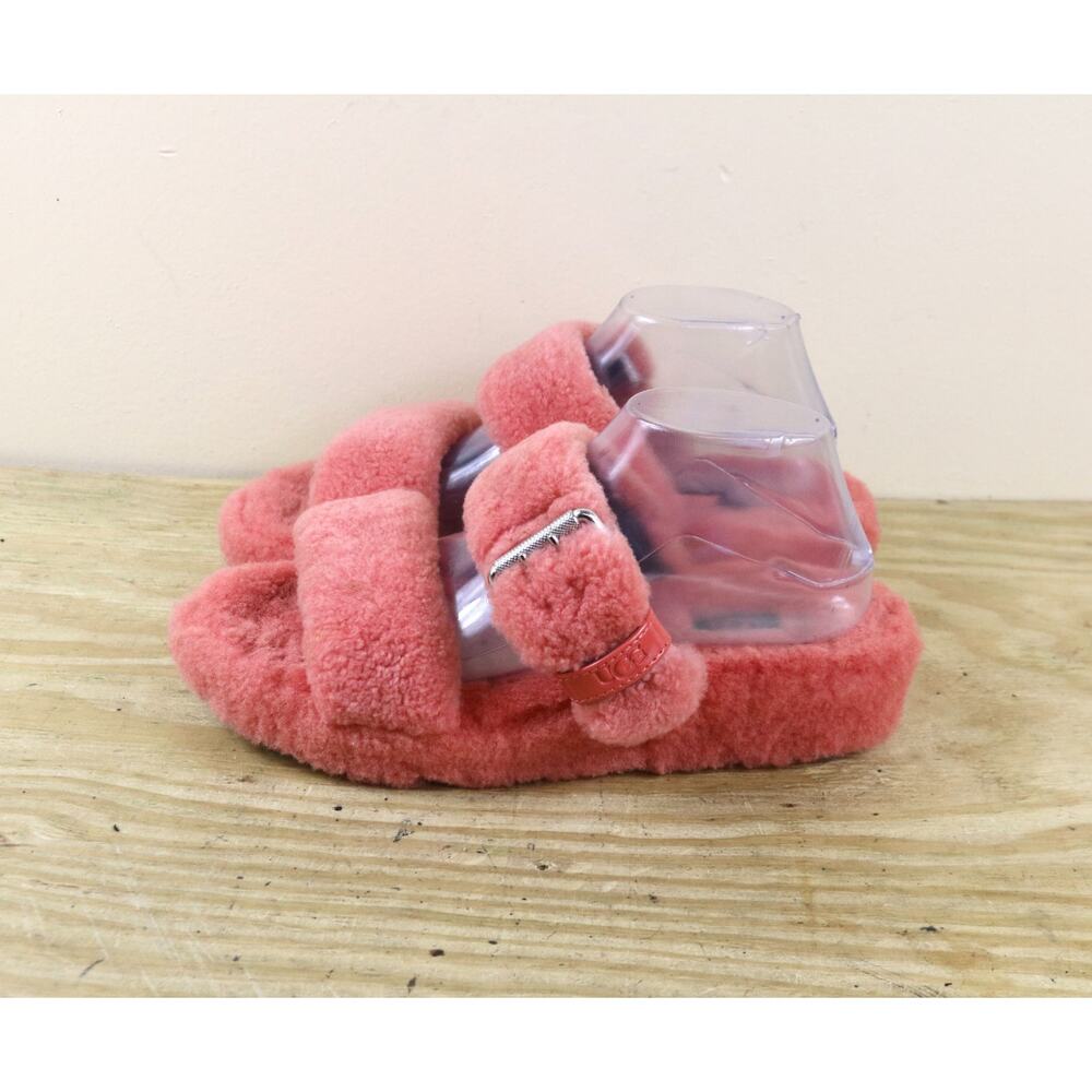 Ugg Slippers 10 Womens Fuzz Yeah Shearling Faux Fur Sandals Flatforms Slip On